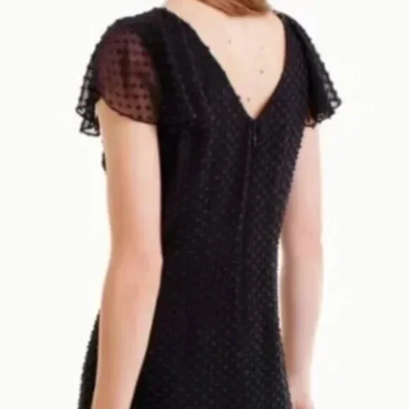 J. Crew Black Silk Clip Dot Ruffle Mini Dress Size 00 - Picture 2 of 7